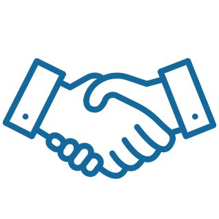 Two hands shaking in agreement, symbolizing trust and partnership in dental care.